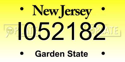 I052182 New Jersey License Plate