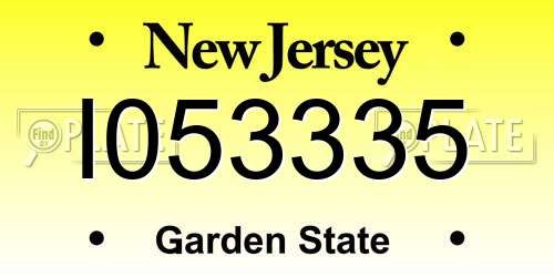I053335 New Jersey License Plate