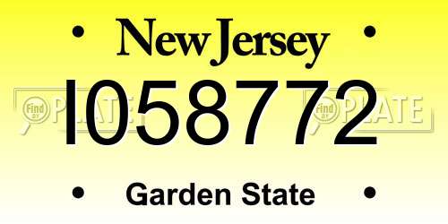 I058772 New Jersey License Plate