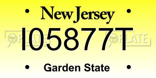 I05877T New Jersey License Plate