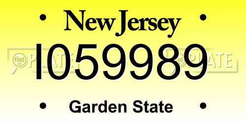 I059989 New Jersey License Plate