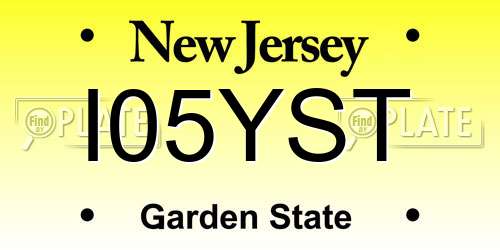 I05YST New Jersey License Plate