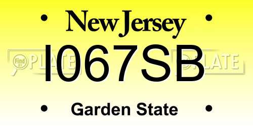 I067SB New Jersey License Plate