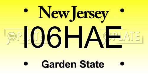 I06HAE New Jersey License Plate