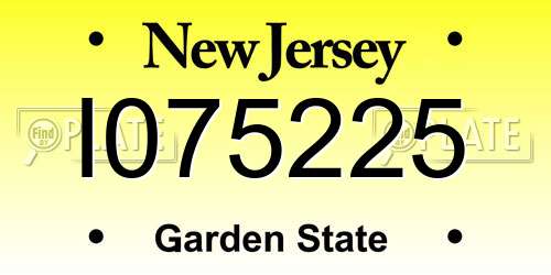 I075225 New Jersey License Plate