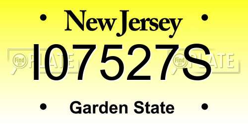 I07527S New Jersey License Plate