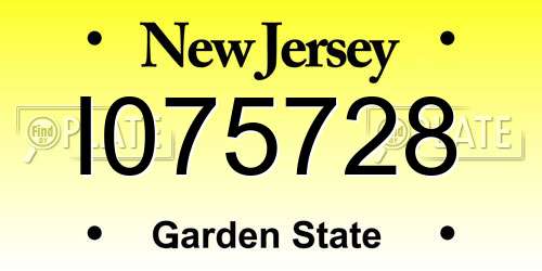 I075728 New Jersey License Plate