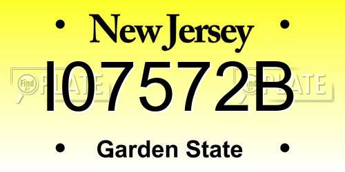 I07572B New Jersey License Plate