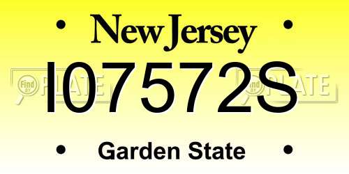 I07572S New Jersey License Plate