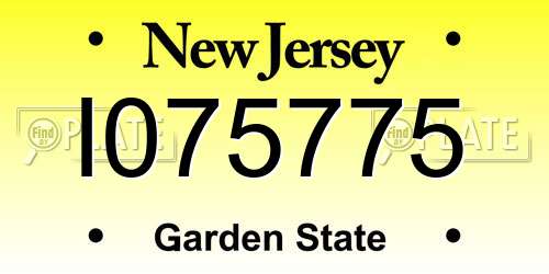 I075775 New Jersey License Plate