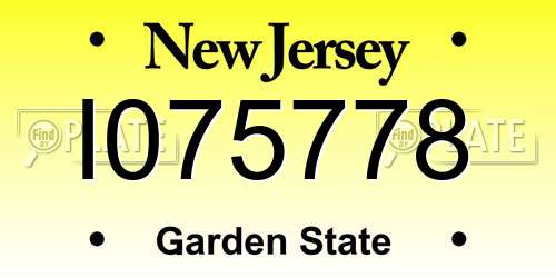I075778 New Jersey License Plate