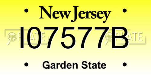 I07577B New Jersey License Plate
