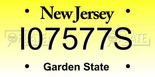 I07577S New Jersey License Plate
