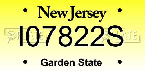 I07822S New Jersey License Plate