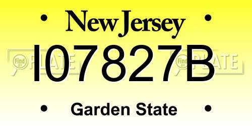 I07827B New Jersey License Plate