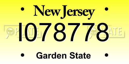 I078778 New Jersey License Plate