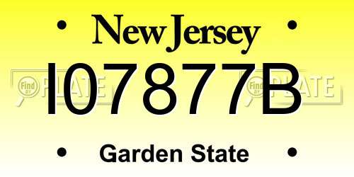 I07877B New Jersey License Plate