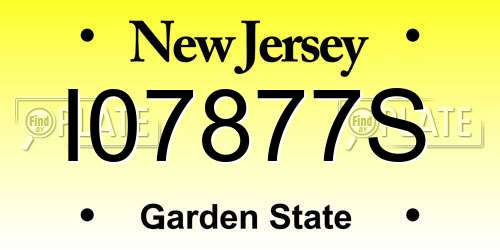 I07877S New Jersey License Plate