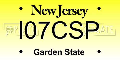 I07CSP New Jersey License Plate
