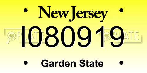 I080919 New Jersey License Plate