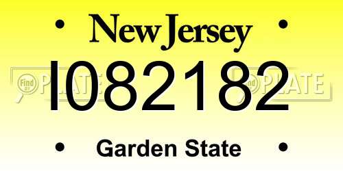 I082182 New Jersey License Plate