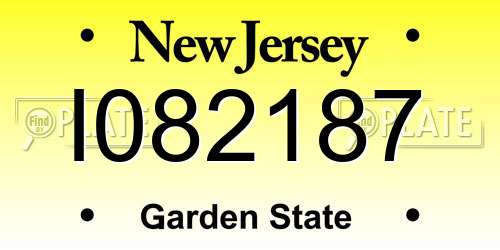 I082187 New Jersey License Plate