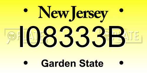 I08333B New Jersey License Plate