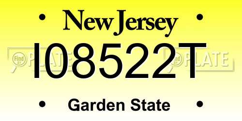 I08522T New Jersey License Plate