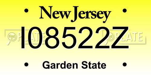 I08522Z New Jersey License Plate