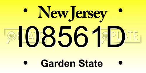 I08561D New Jersey License Plate