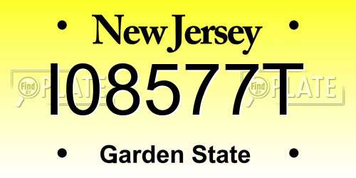 I08577T New Jersey License Plate