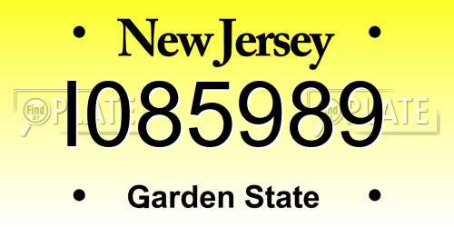 I085989 New Jersey License Plate