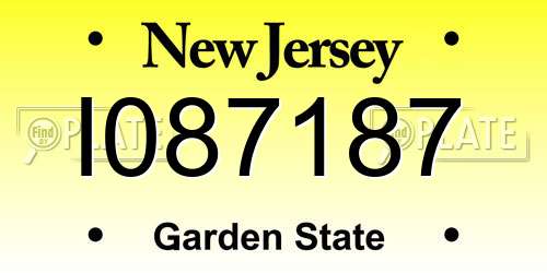 I087187 New Jersey License Plate