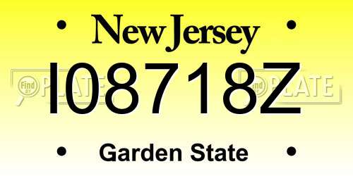 I08718Z New Jersey License Plate
