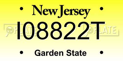 I08822T New Jersey License Plate