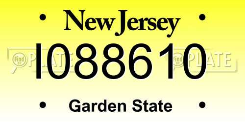 I088610 New Jersey License Plate