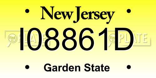 I08861D New Jersey License Plate