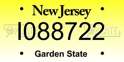 I088722 New Jersey License Plate