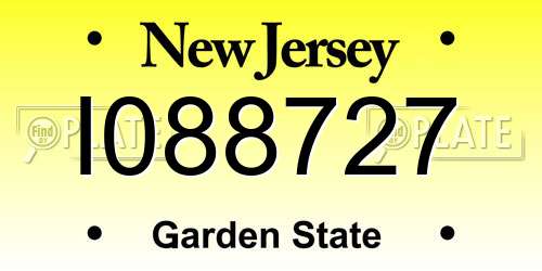 I088727 New Jersey License Plate