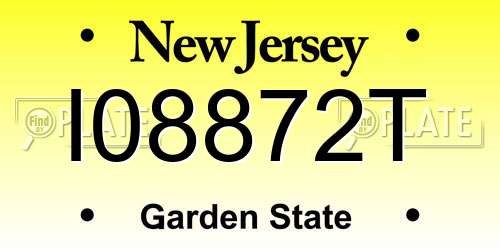 I08872T New Jersey License Plate