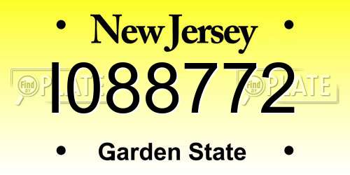I088772 New Jersey License Plate