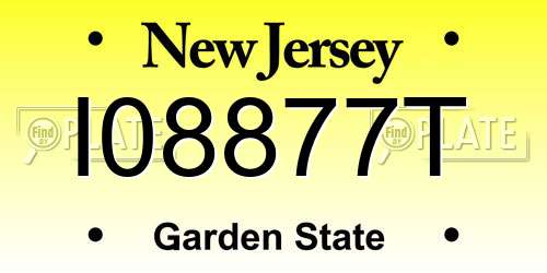 I08877T New Jersey License Plate