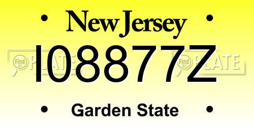 I08877Z New Jersey License Plate