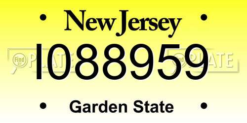 I088959 New Jersey License Plate