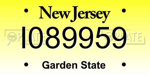 I089959 New Jersey License Plate