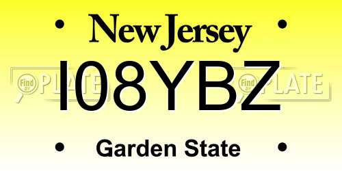 I08YBZ New Jersey License Plate