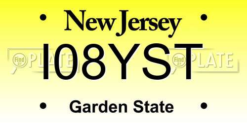 I08YST New Jersey License Plate