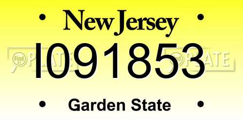 I091853 New Jersey License Plate