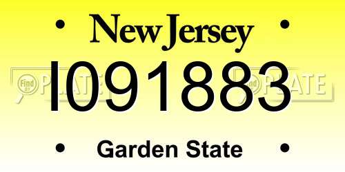I091883 New Jersey License Plate