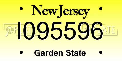 I095596 New Jersey License Plate